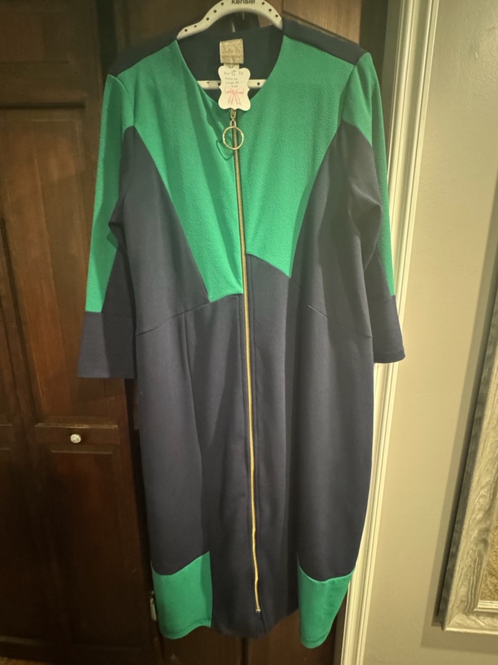 Zadie B’s Navy and Green Zip-Front Women's Dress